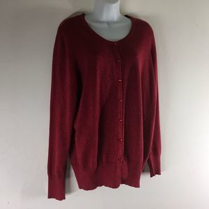 Yarn Art Woman Red Shimmery Button Down Sw…